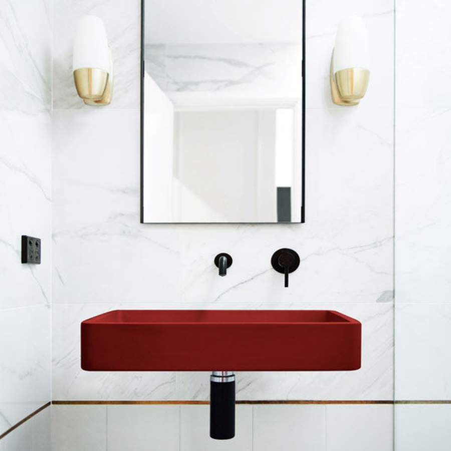 Nood Co Vesl Rectangle Basin Wall Hung Clay