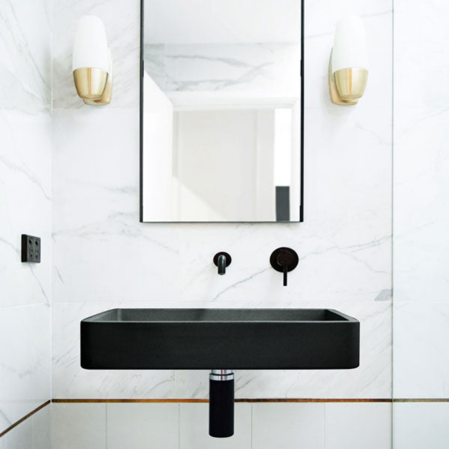 Nood Co Vesl Rectangle Basin Wall Hung Charcoal