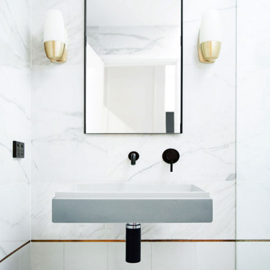 Nood Co Stepp Rectangle Basin Wall Hung Powder Blue