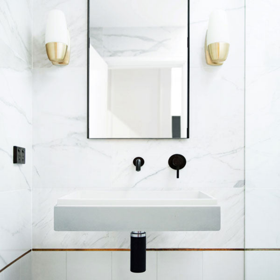 Nood Co Stepp Rectangle Basin Wall Hung Ivory