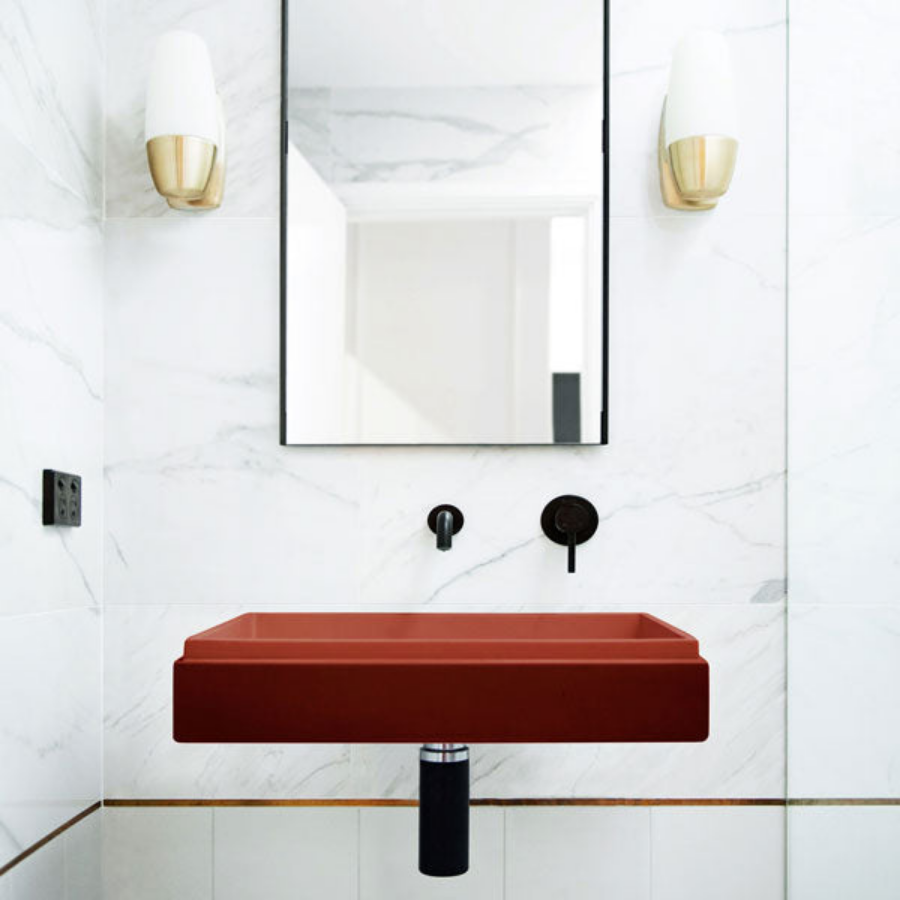 Nood Co Stepp Rectangle Basin Wall Hung Clay