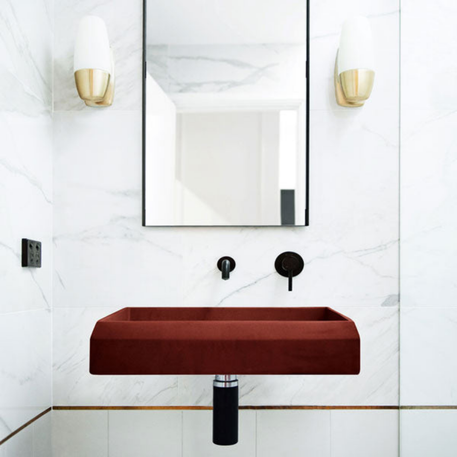 Nood Co Prism Rectangle Basin Wall Hung Clay