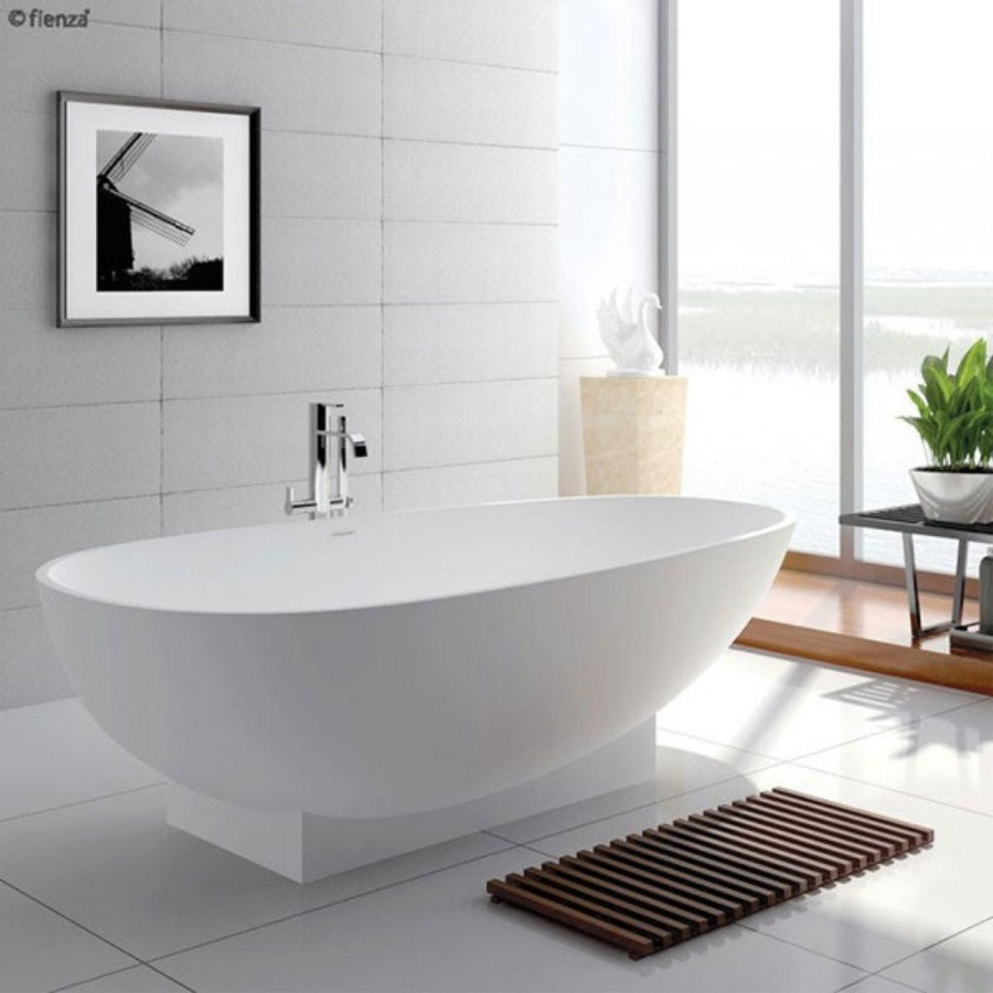 Fienza Lagoona Matte White Stone Freestanding Bath 1800mm