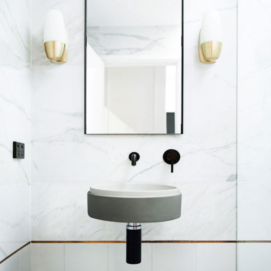 Nood Co Stepp Circle Basin Wall Hung Sky Grey