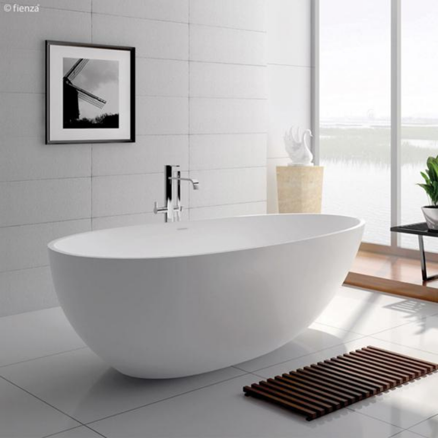Fienza Bahama Matte White Stone Freestanding Bath 1500mm