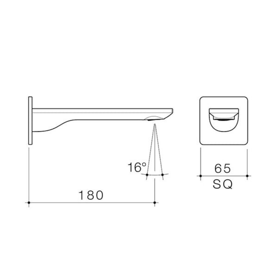 Caroma Urbane II Square 180mm Basin/Bath Outlet Brushed Nickel