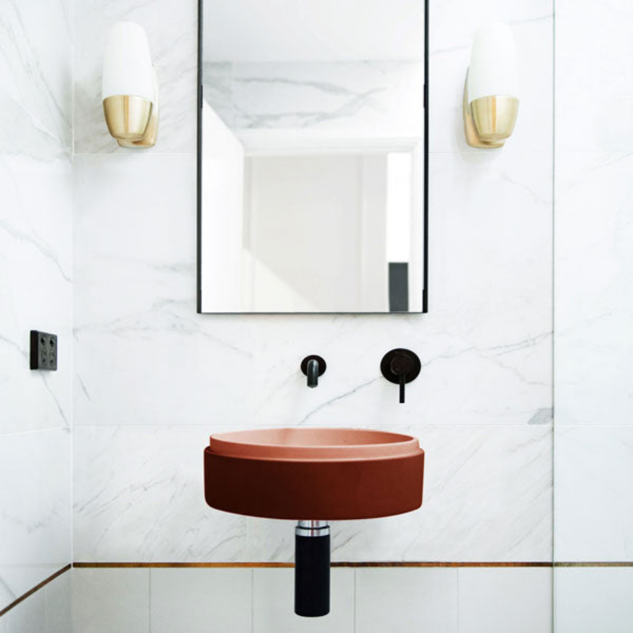 Nood Co Stepp Circle Basin Wall Hung Clay