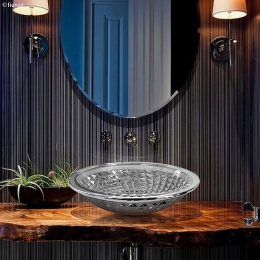 Fienza Cristello Electric Silver Glass Above Counter Basin