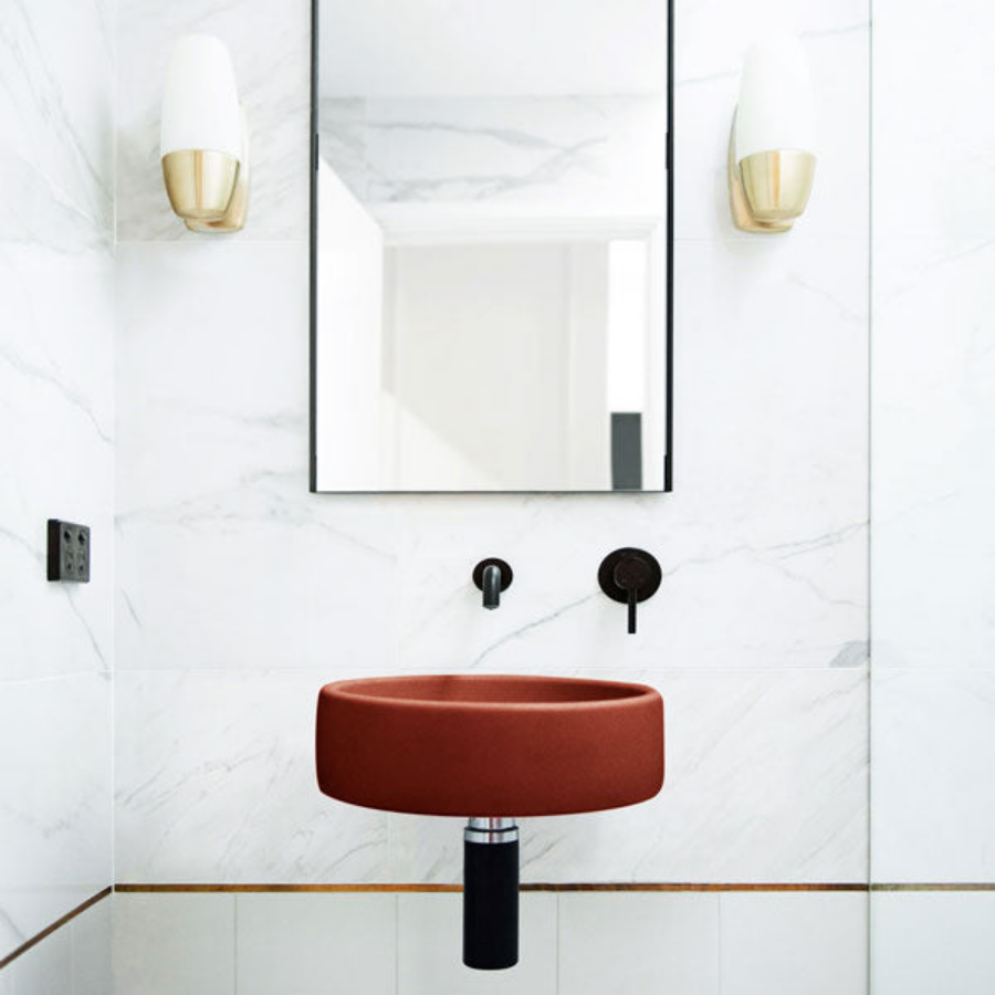 Nood Co Bowl Basin Wall Hung Clay