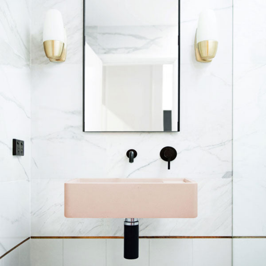 Nood Co Shelf 02 Wall Hung Basin Pastel Peach