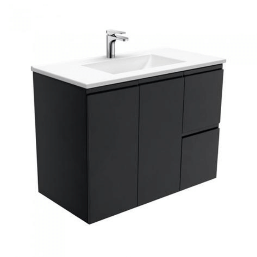 Fienza Vanessa Fingerpull Wall Hung Vanity 750mm - 1500mm - Matte Black