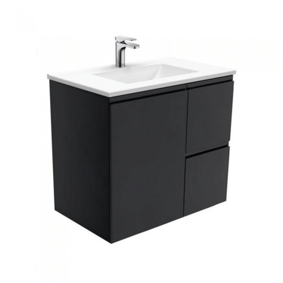 Fienza Vanessa Fingerpull Wall Hung Vanity 750mm - 1500mm - Matte Black