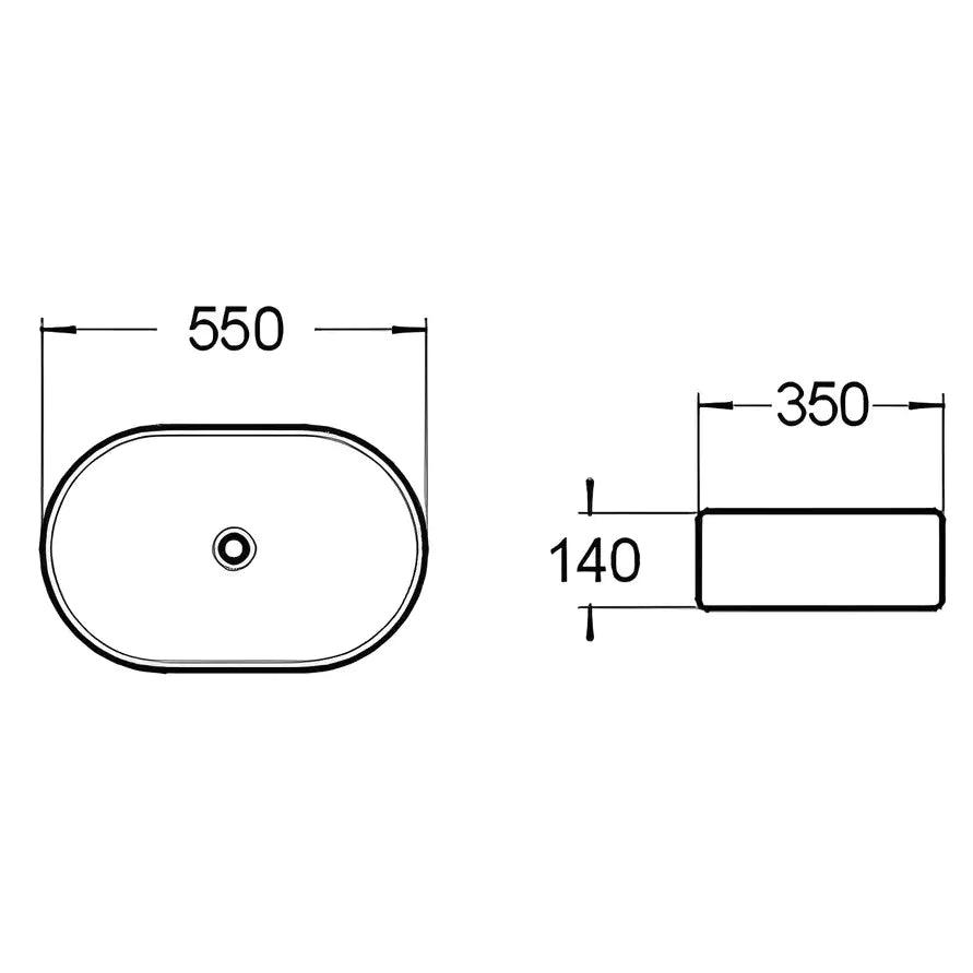 Above Counter Art Basin 550mm: Modern, Stylish Basin for Countertop Use-Gloss Black-PA5535B