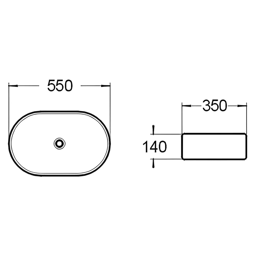 Above-counter art basin: Gloss black and white, 550mm-Gloss Black and White-PA5535BW