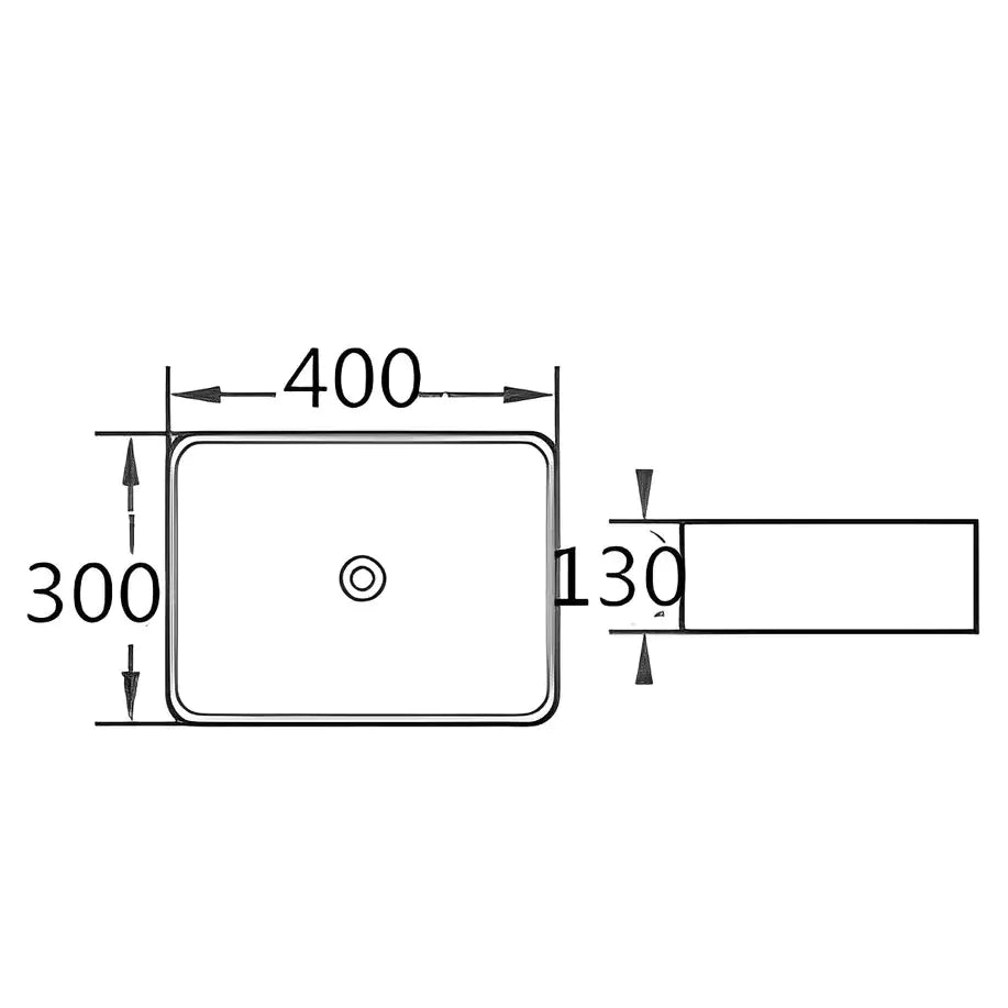Above Counter Basin 400mm: Ceramic Basin-Gloss White-PA4030