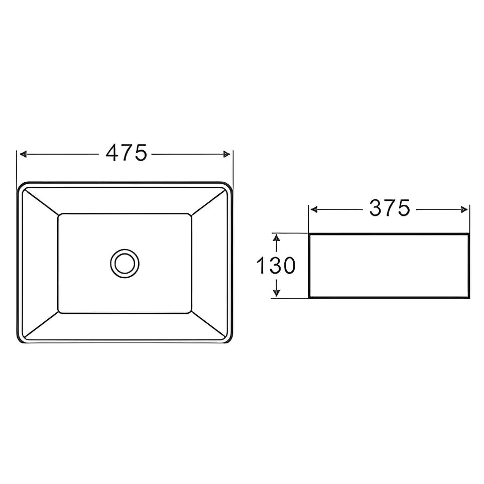 Above-counter basin, 475mm: Sleek and Stylish sink A Top The Surface-Gloss White-PA4737