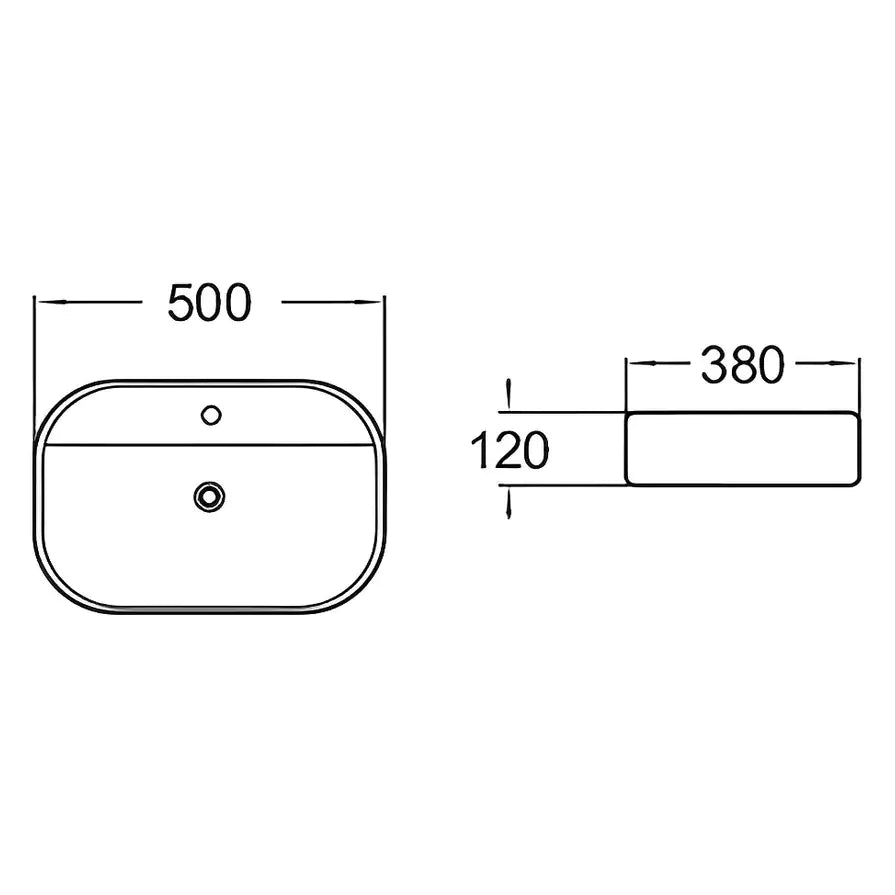 Above Counter Basin 500mm: Modern Sink-Gloss White-PA5038TH