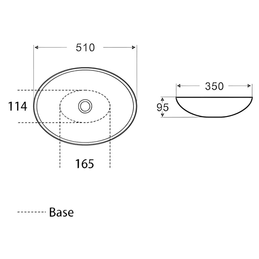 Above Counter Basin 510mm: White Ceramic Basin Above Counter-Gloss White-PA5135