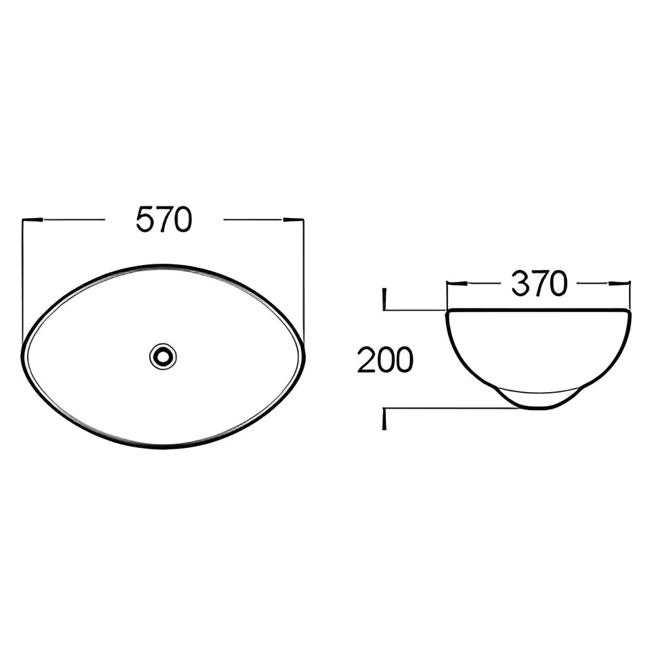 Above Counter Basin 570mm : Compact, Stylish Basin Perched Above The Counter-Gloss White-PA5839