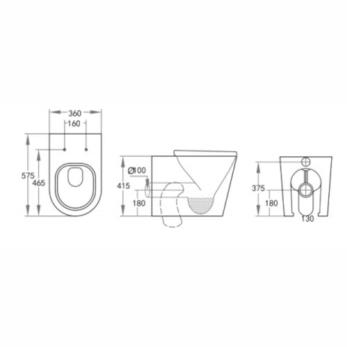 Avis Rimless Wall Faced Floor Pan - Modern Bathroom Fixture, size