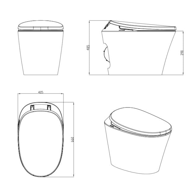 Smart Back-to-Wall Floor Toilet R-R500, size