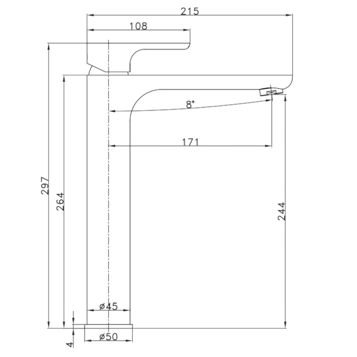 Basin Mixer Tap Tall JD-WB121HCB: Modern and Stylish Bathroom Fixtures, Size
