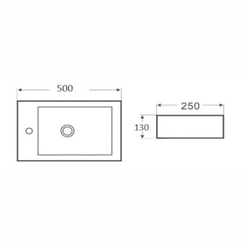Basin PW5025R: Stylish and Durable Bathroom Sink, size