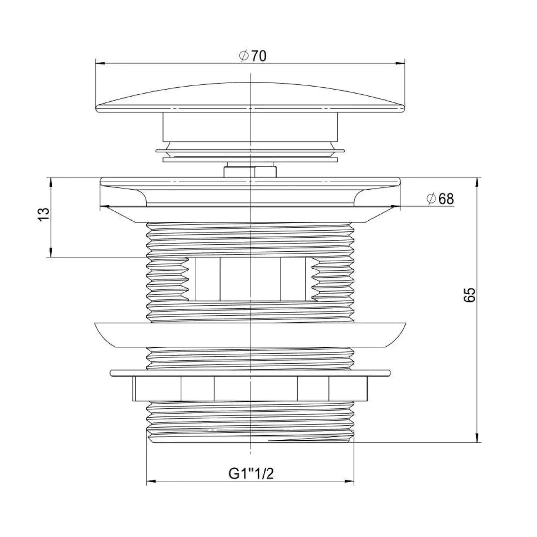 Bathtub pop-up waste overflow: Brass chrome 40mm-PB40OF