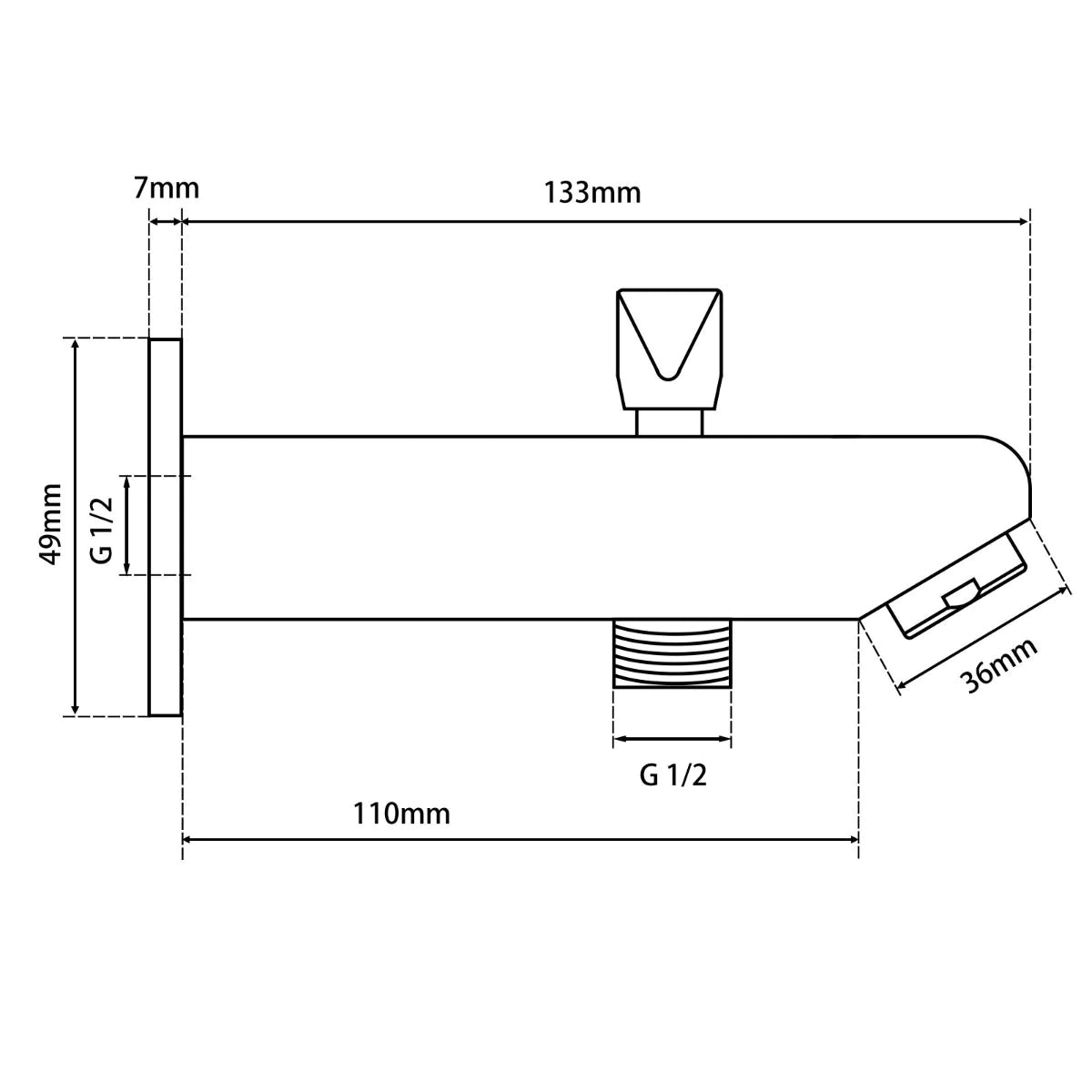 Blaze Wall Spout with Diverter: Stylish Addition for Bathtub or Basin-Chrome-CH0011_BS, 2
