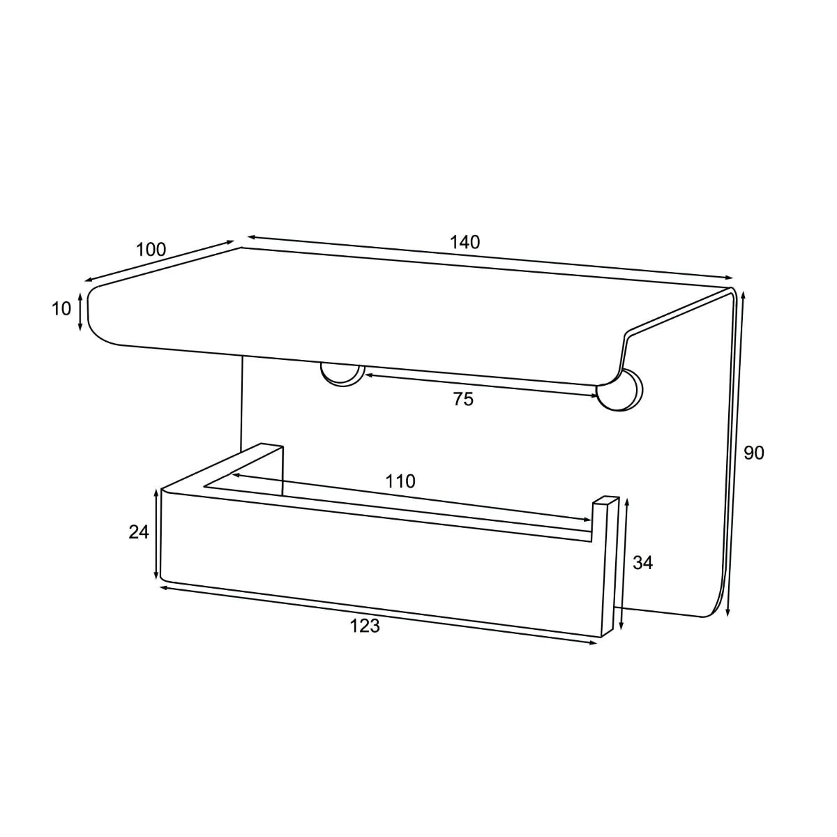 Blaze Series Toilet Paper Holder: Stylish, Durable Bathroom Essential-Chrome-CH6115_TR, 2
