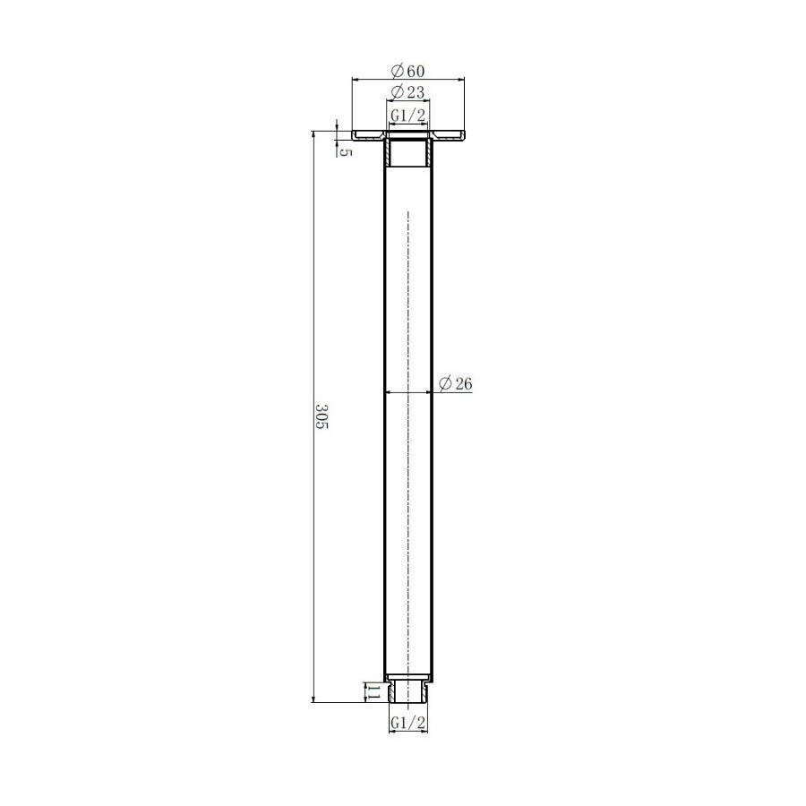 Round Downward Ceiling Shower Arm-240300BK, size