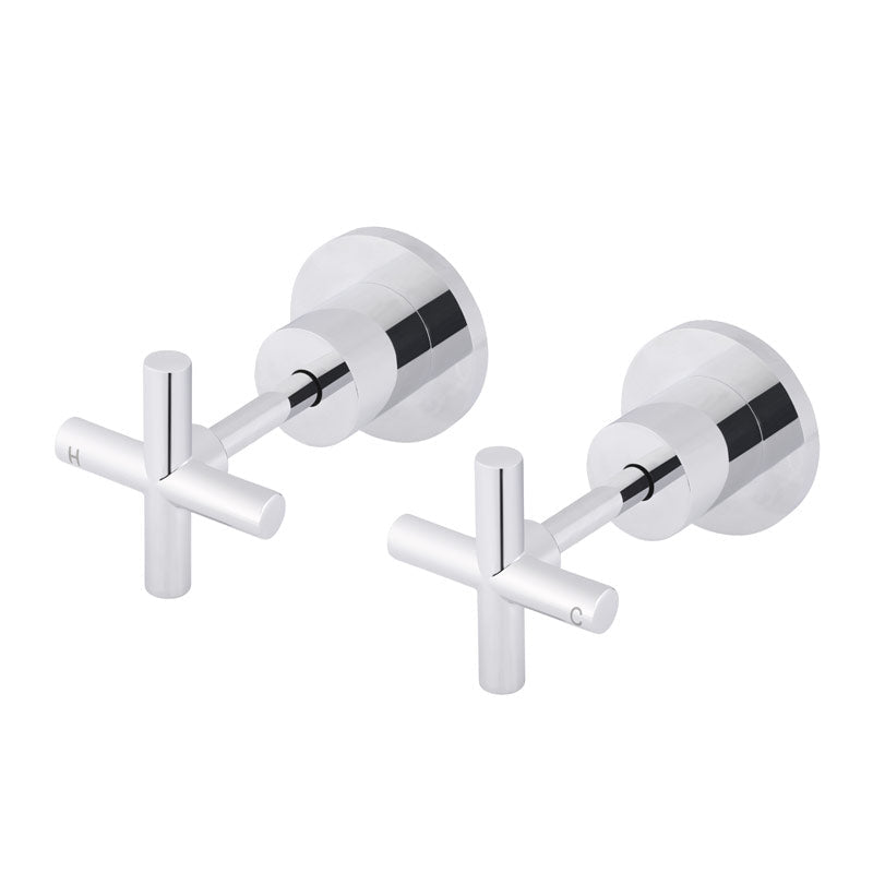 Cross Handle Jumper Valve Wall Top Assemblies - Polished Chrome