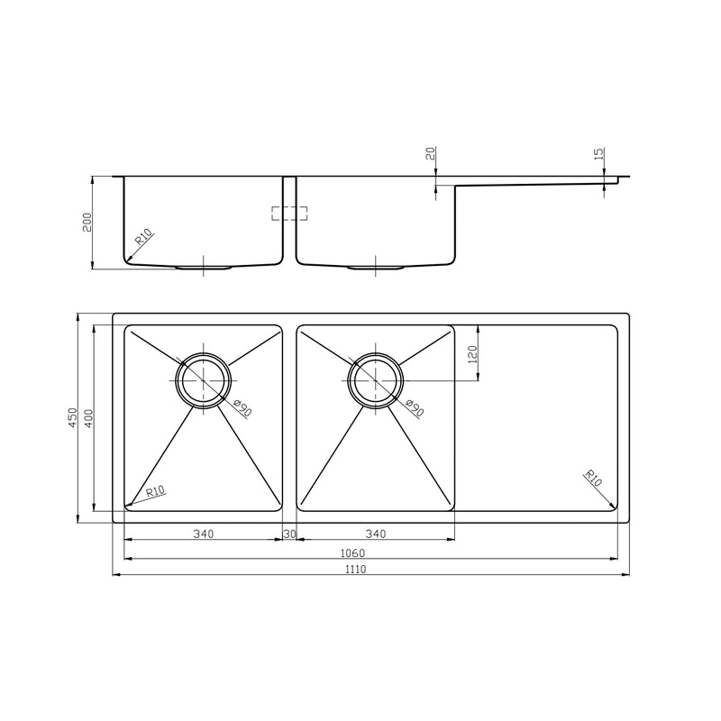 ECT Global IMPACT Sink: Counter-Top Brilliance SS110GB