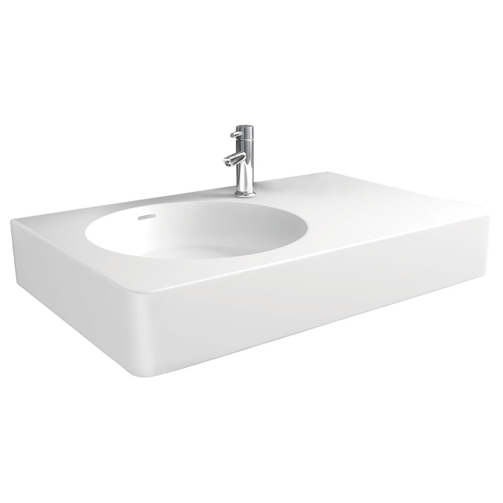 Fienza Encanto 700 Cast Stone Wall Basin, 1 Tap Hole