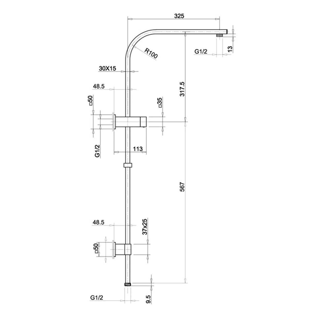 Esperia 250mm Square Shower Station, Modern and Stylish Bathroom Addition-Chrome-SR30-01, 2