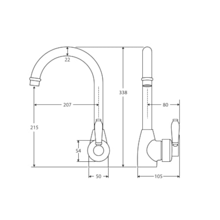 Fienza Eleanor Gooseneck Sink Mixer - Urban Brass/Ceramic