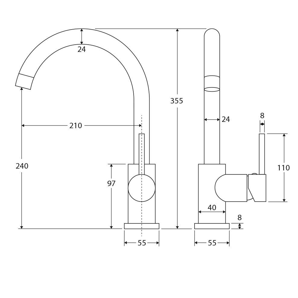 Fienza Hustle Gooseneck Sink Mixer