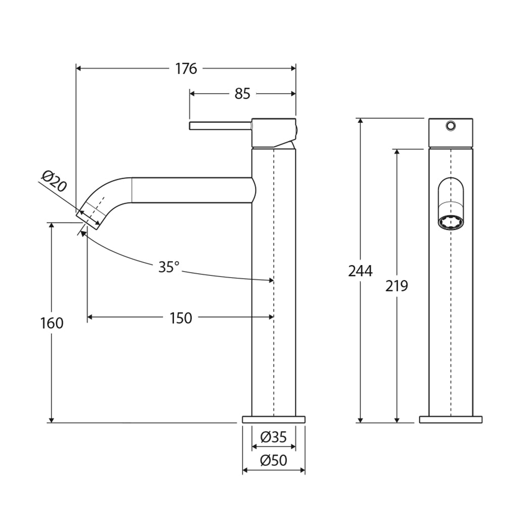 Fienza Kaya Medium Basin Mixer - Gun Metal
