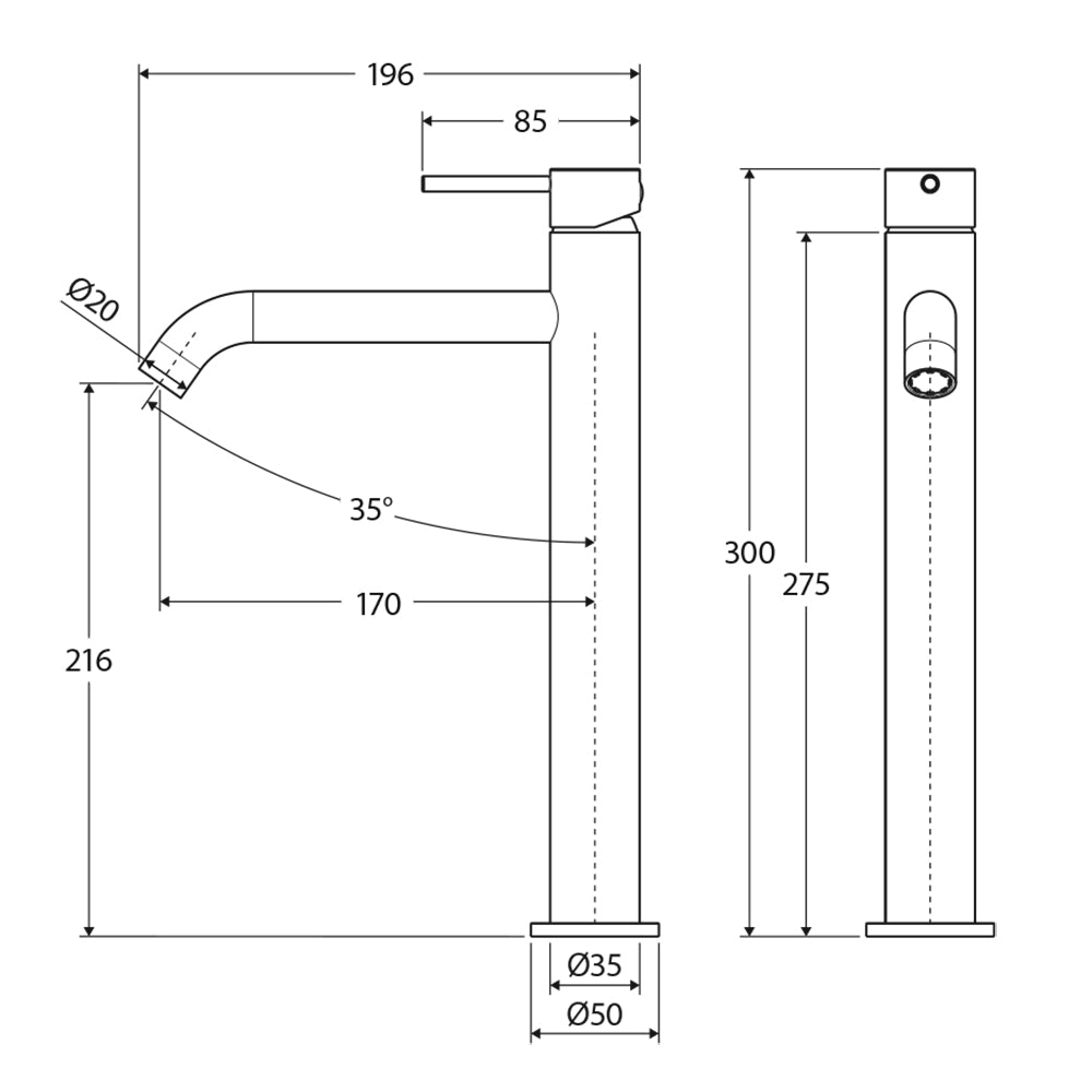 Fienza Kaya Tall Basin Mixer - Brushed Nickel