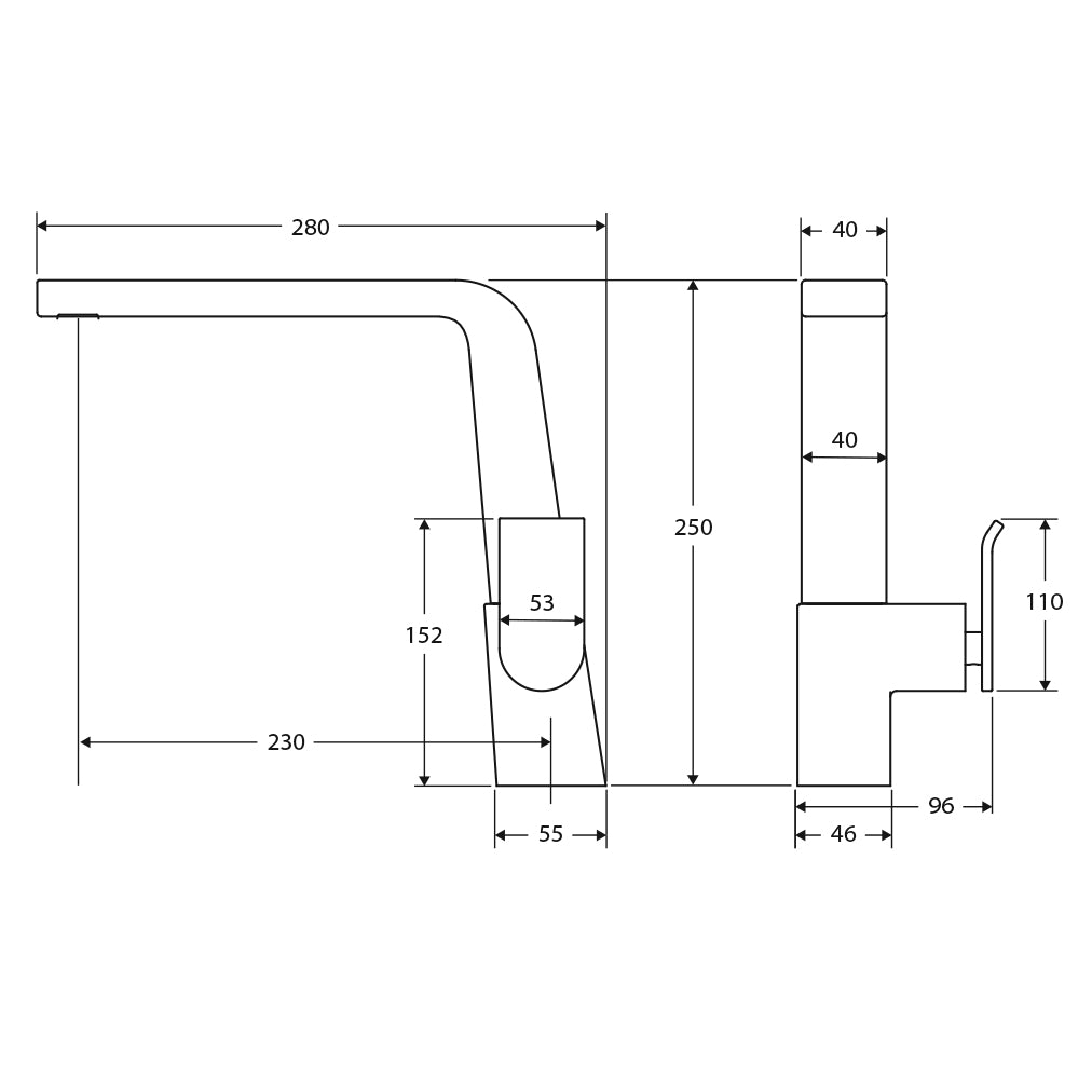 Fienza Lincoln Swivel Sink Mixer, Mixed Finish