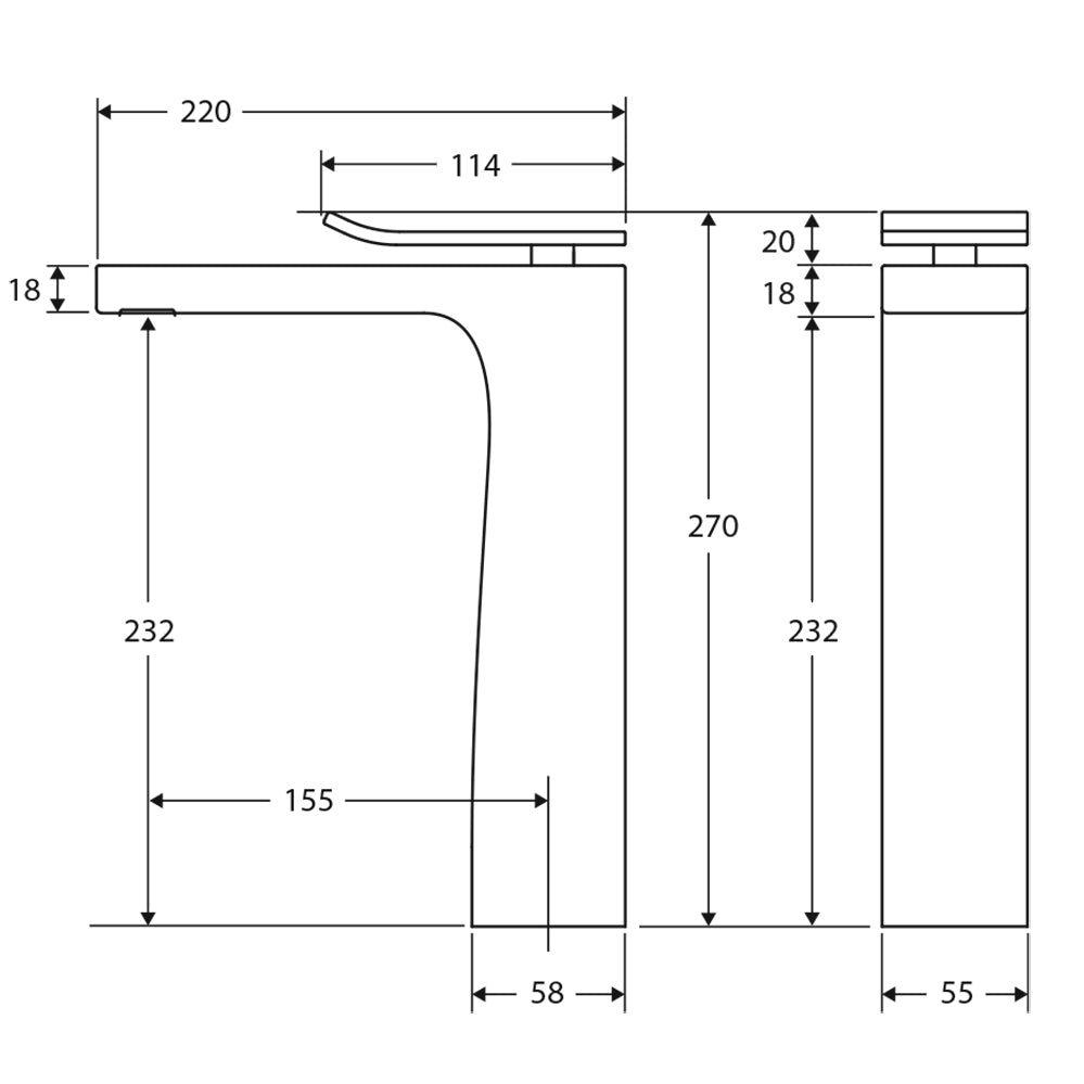 Fienza Lincoln Tall Basin Mixer - Mixed Finish