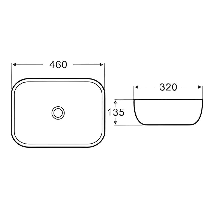 460mm Gloss Black & White Ceramic Basin: Sleek and Stylish-PA4632BW