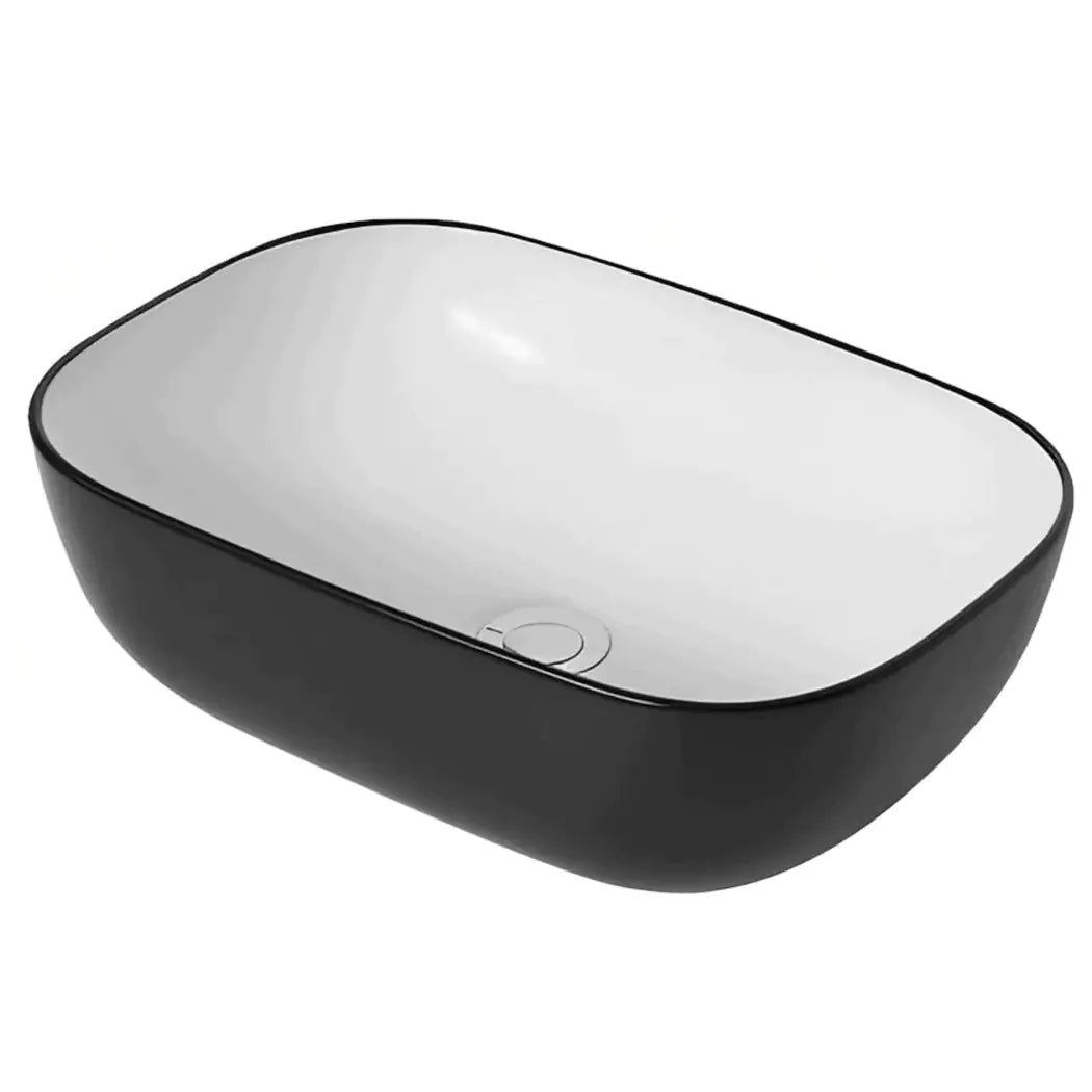 460mm Gloss Black & White Ceramic Basin: Sleek and Stylish-PA4632BW