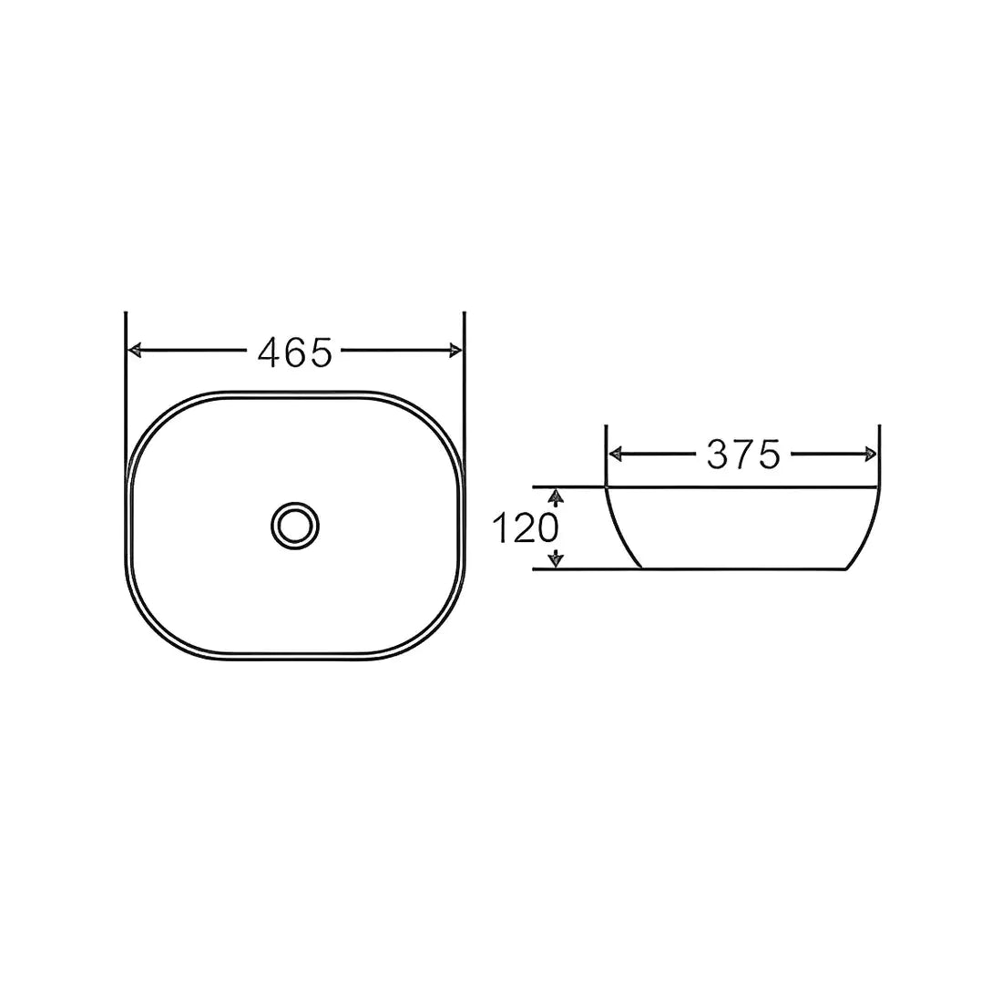 Sleek Ceramic Basin: Ultra Slim 465mm-Matte Black-PA4637MB