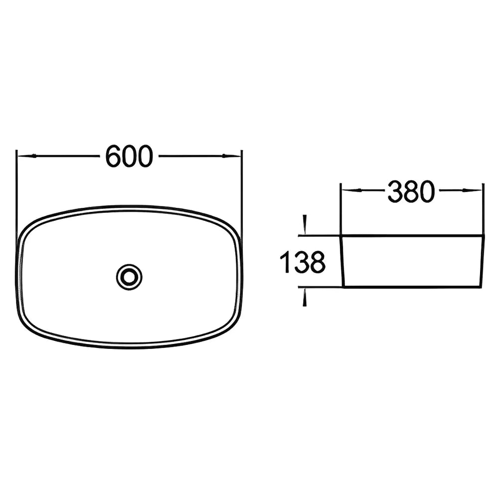 Fine Ceramic Basin Ultra Slim 600mm: Modern and Slim Ceramic Basin-Gloss White-PA6038