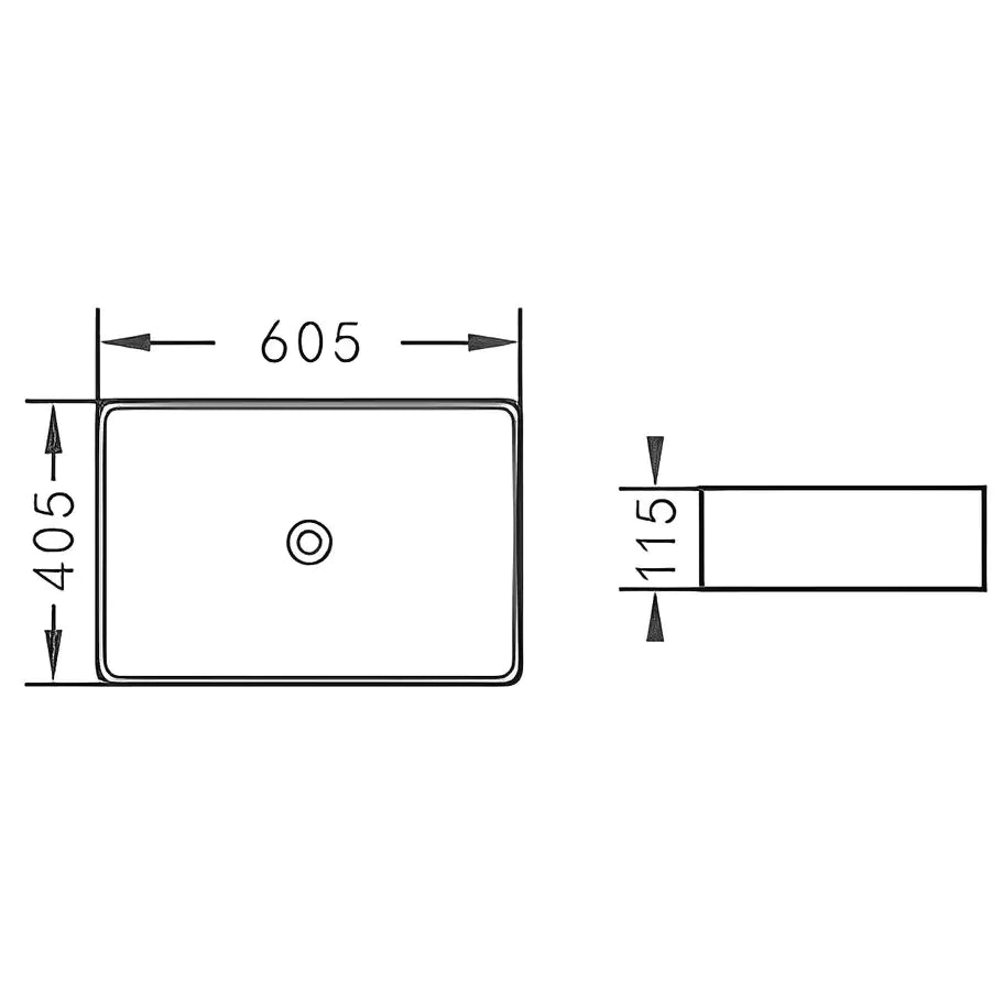 Ultra Slim 605mm Ceramic Basin: Sleek and Modern-Gloss White-PA6140