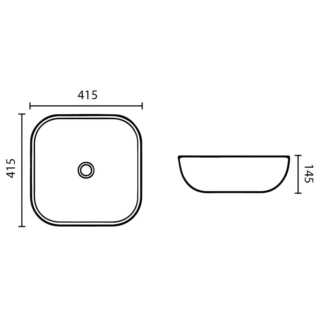 Chic Gloss White Ceramic Basin: 415mm Slim Design-PA4242