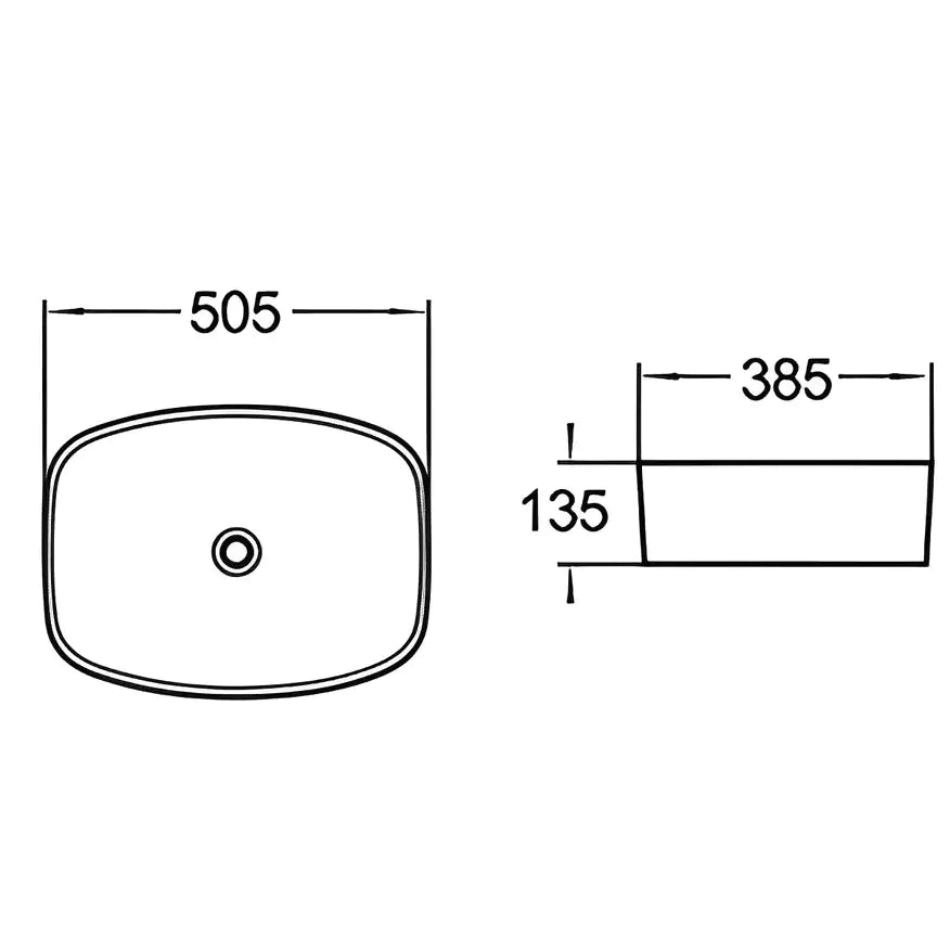 Gloss White Ceramic Basin: 505mm Slim Design-PA50385
