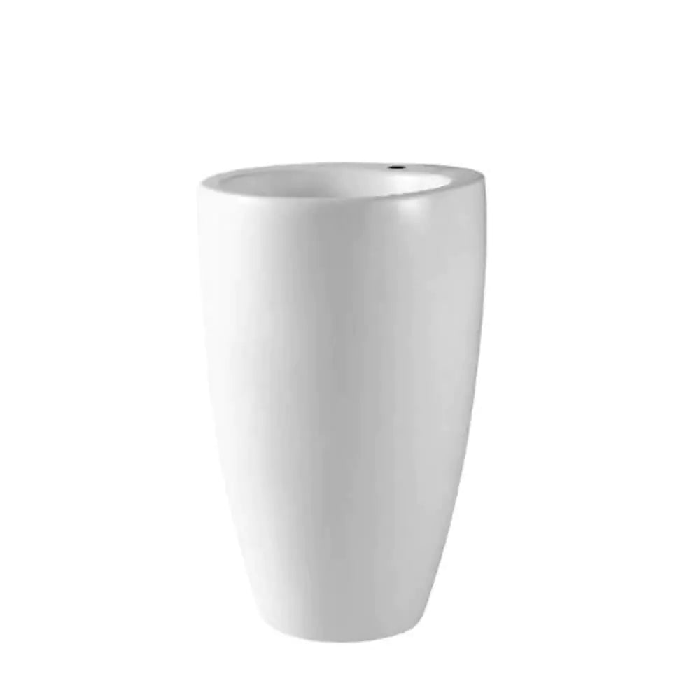 White ceramic basin, 550mm width, no overflow.