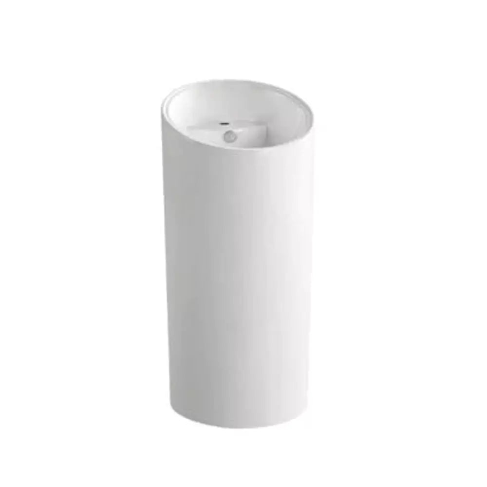 Freestanding round ceramic basin in gloss white, 960mm size.